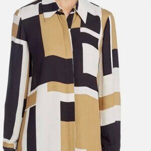 LAFAYETTE 148 NEW YORK JULIANNE GEOMETRIC PRINT BLOUSE SZ S